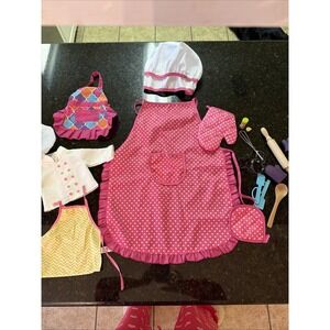 18 In Doll Baking Apron Jacket Accessories Kitchen w/ Girls Apron And Chefs Hat